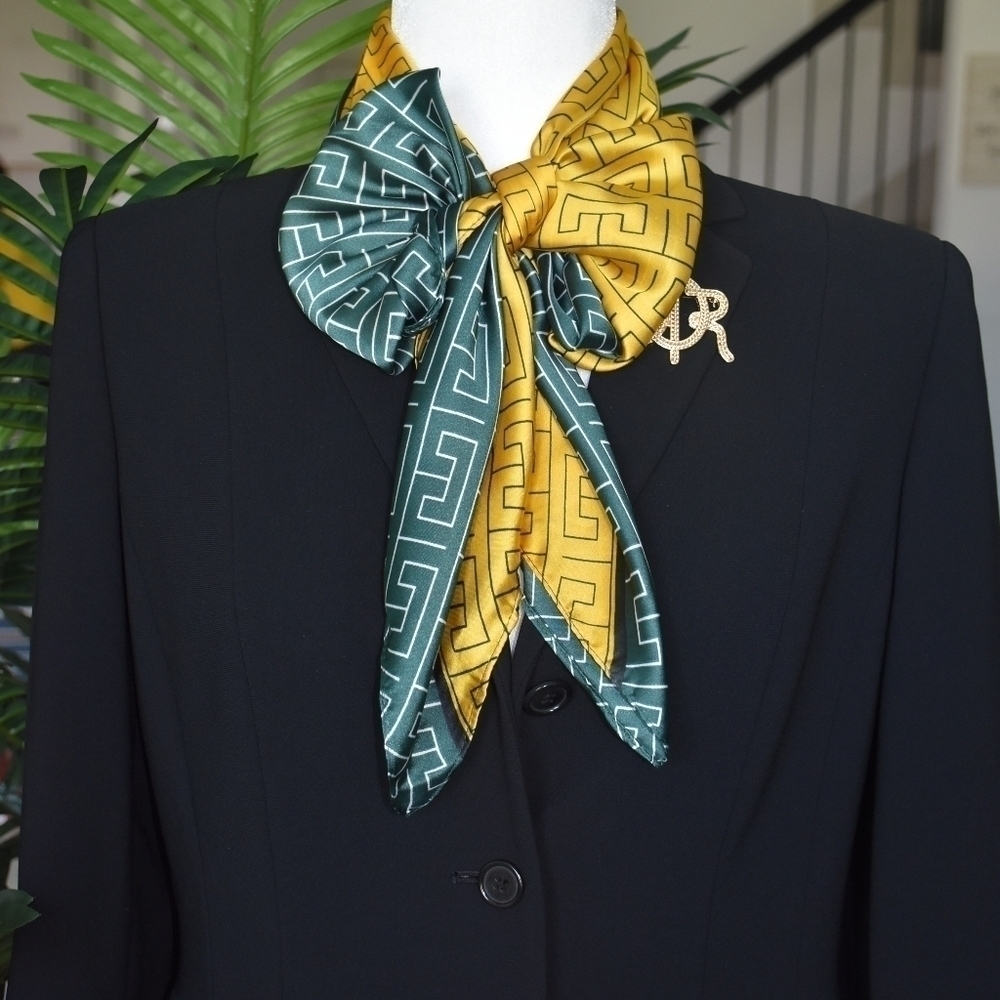 Miss Austin  Green  Yellow Square Scarf